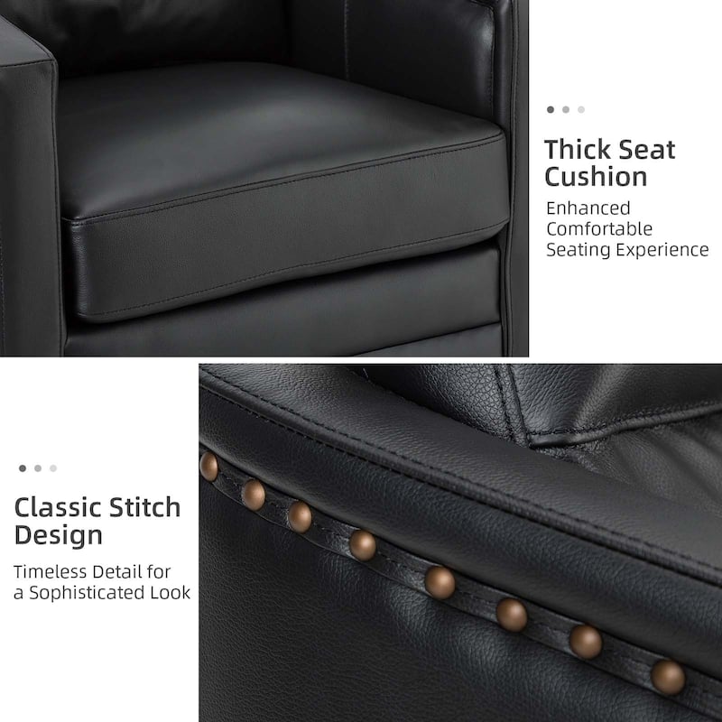 Jorge 28.74" Wide Genuine Leather Swivel Chair with Arms