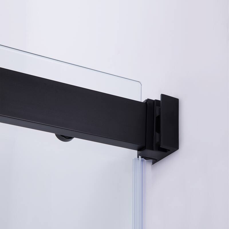 Spezia 64" W x 76" H Sliding Frameless Shower Door in Matt Black