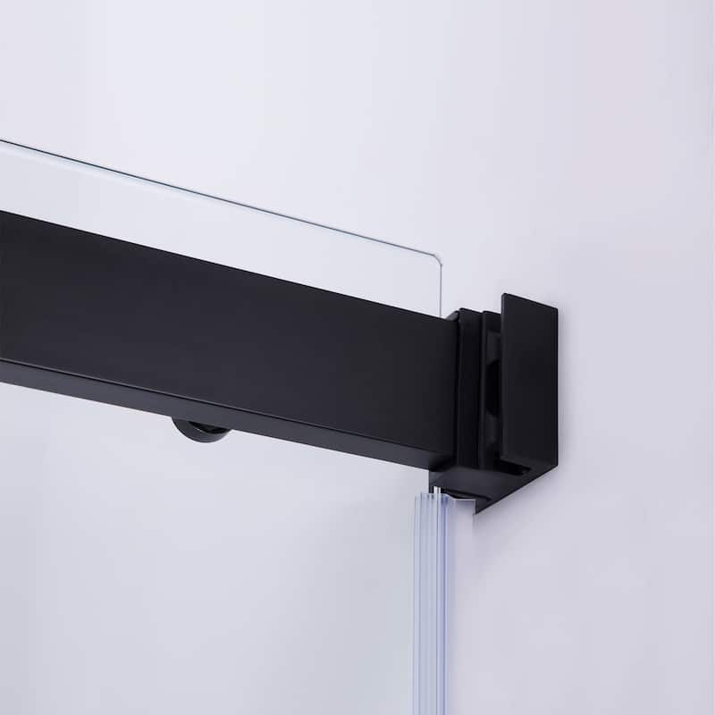 Spezia 68" W x 76" H Sliding Frameless Shower Door in Matt Black