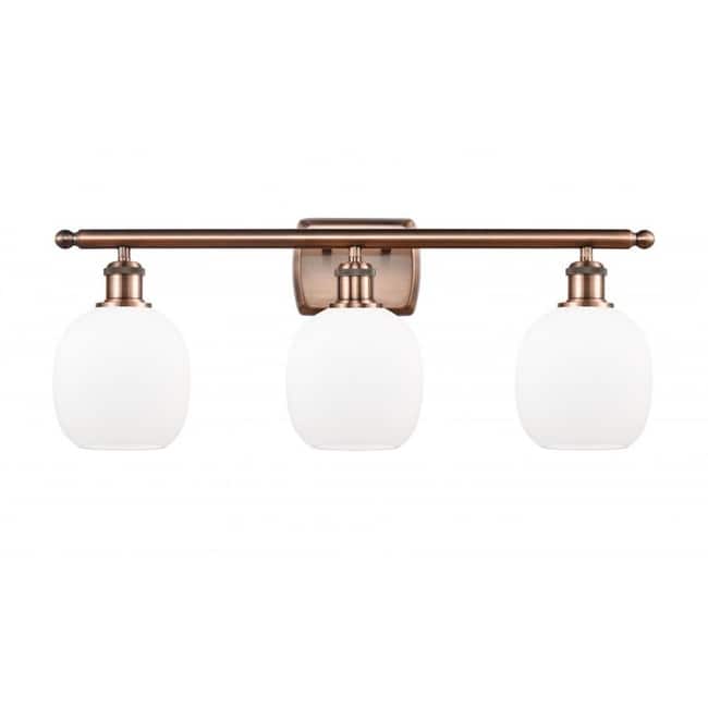 Innovations Lighting Belfast 3 Light 26" Wide Bathroom Vanity Light - Antique Copper / Matte White