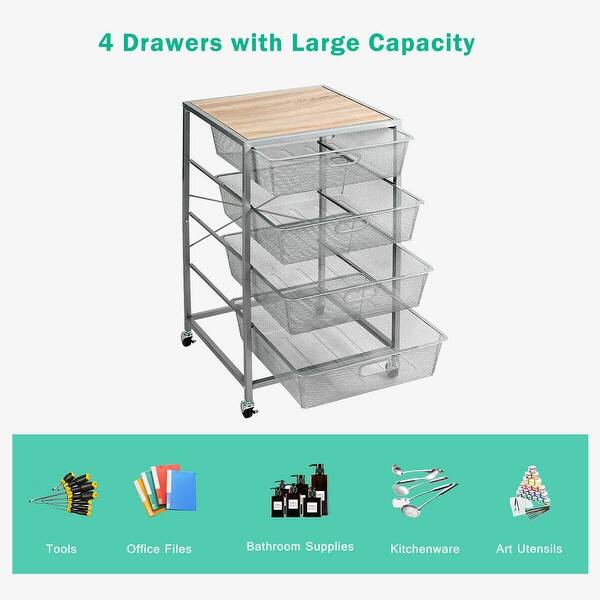 Large Iron Wire Storage Basket Shelf Drawer Bathroom Kitchen Tray Desk Organizer