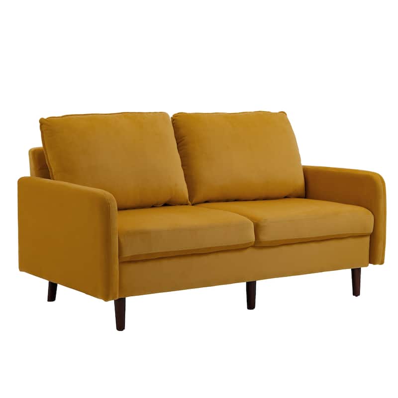 Velvet Loveseat Sofa With Wood Legs