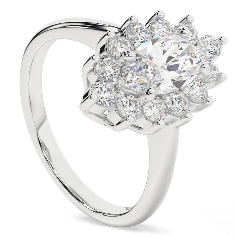 1 1/2ct Marquise Diamond Halo Engagement Ring Gold Lab Grown
