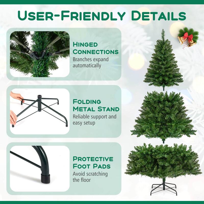 Costway 5/6/7 FT Artificial Christmas Tree with 510/814/990 Branch - See Details - Green