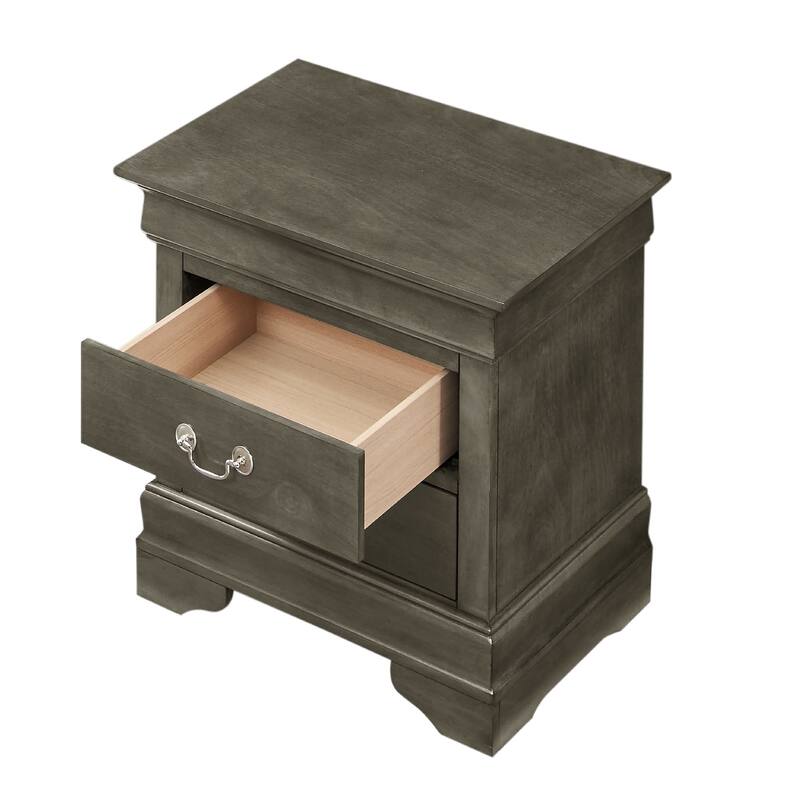 2-Drawer Wooden Nightstand - 24" - Gray