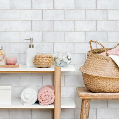 Merola Tile Biarritz White 3" x 6" Ceramic Wall Tile