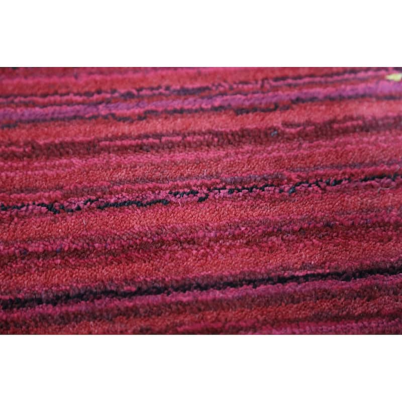 Hand Knotted Oriental 100% Wool Carpet Tribal Tribal Pink Gabbeh Area Rug - 7' 9'' X 7' 9''