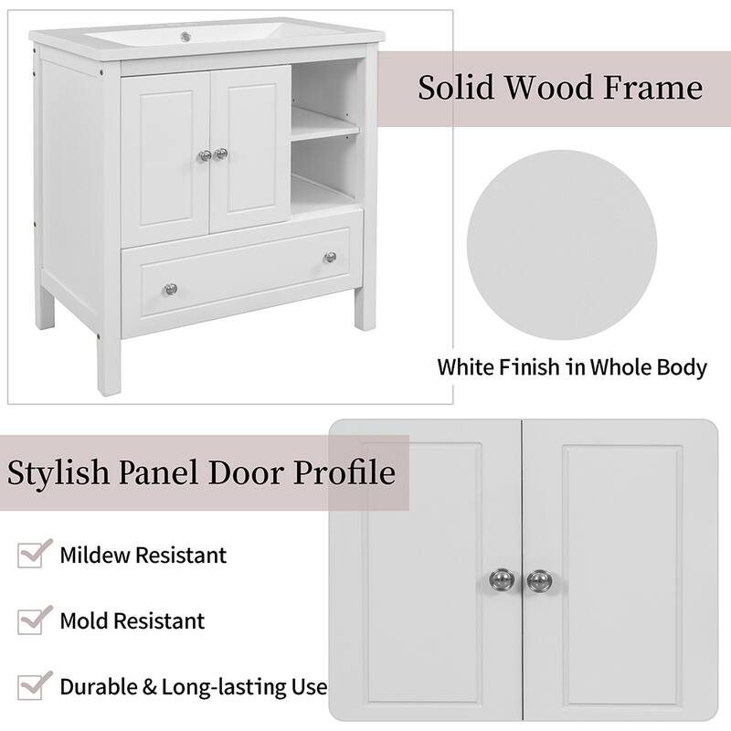 30" Bathroom Vanity with Sink Storage Cabinet and Drawers
