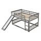 preview thumbnail 7 of 15, Grey Full over Full Wood Bunk Bed with Slide and Ladder for Kids, Boys and Girls