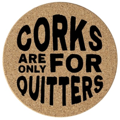 Quitters 4 Pack Absorbent Coaster with Protective Cork Backing Made in The USA 4" Round