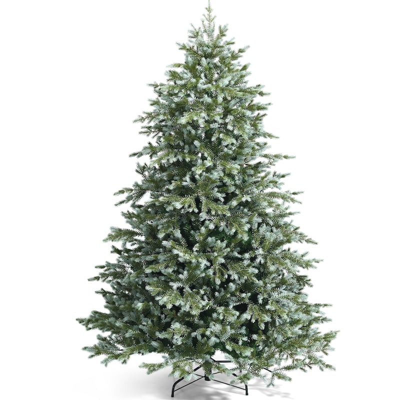 Costway 7ft Artificial Christmas Spruce Hinged Tree w/ 1260 Mixed PE &