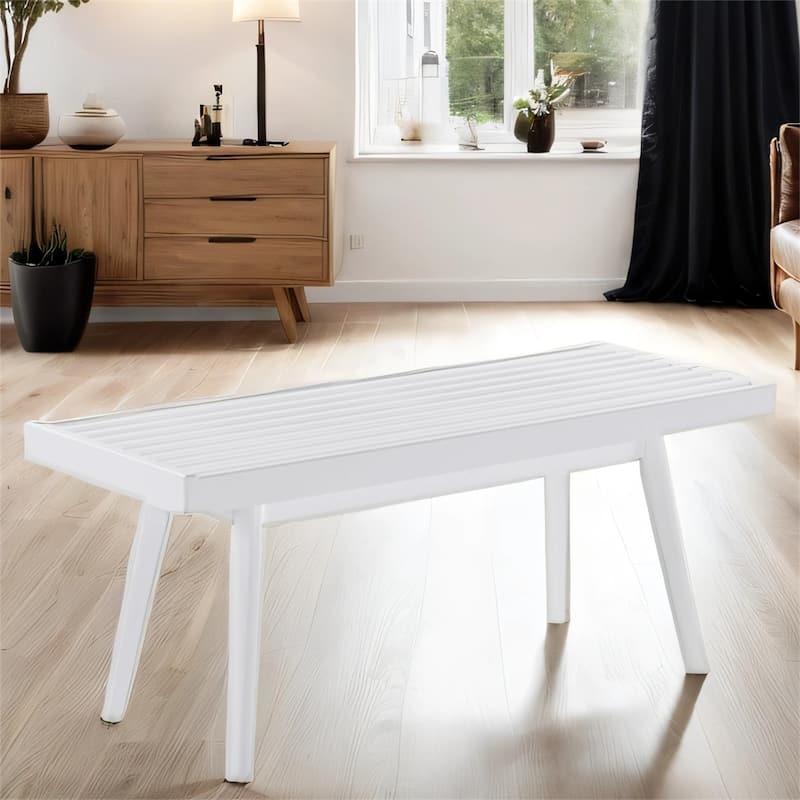 41.30" Wood Slatted Bench with Tapered Legs