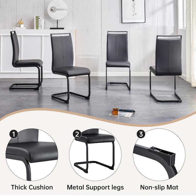 5/7-Piece Dining Table Set with PU Chairs, Modern Rectangular Dining Room Table Set for 4-6 People