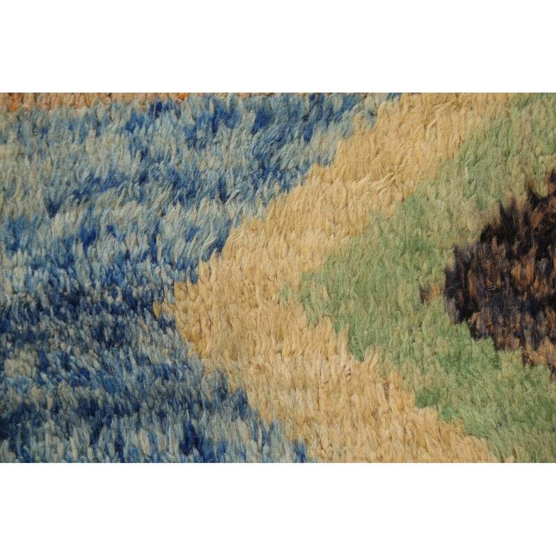Geometric Tribal Moroccan Area Rug Wool Hand-knotted Oriental Carpet - 9'1" x 12'10"
