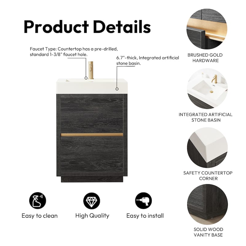 Huesca Bath Vanity with Composite Integral Sink Top and Mirror