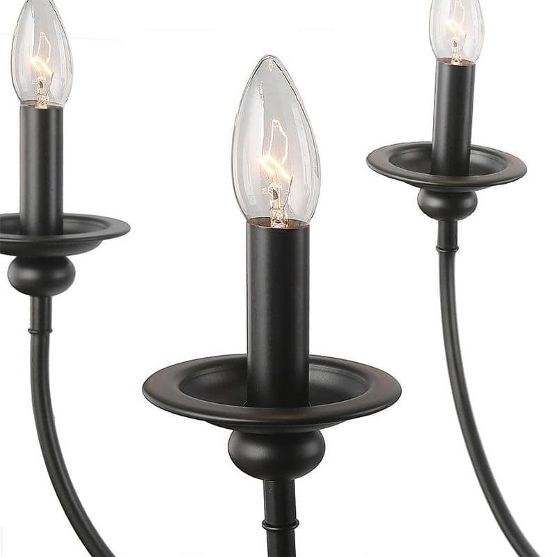 Farmhouse 6-Light Black Candle Chandelier for Dining Room