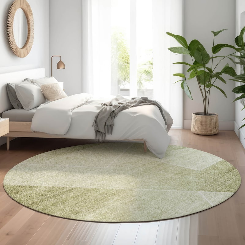 Premium Washable Super Soft Modern Mid Century Mayfield Rug - Sage - 8' x 8' - Round
