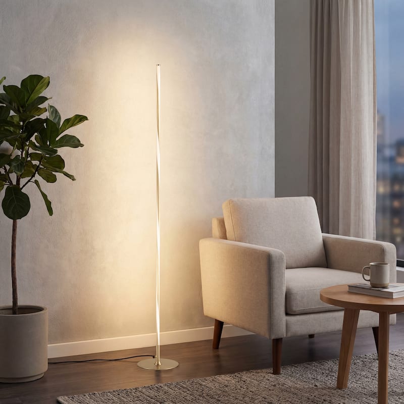 Iris 63.75" LED Integrated Floor Lamp, Chrome by JONATHAN Y - Gold