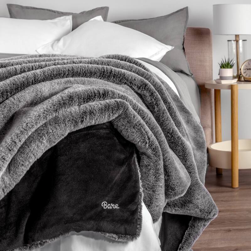 Bare Home Faux Fur Blanket - Ultra-Soft Blanket - Luxurious Fuzzy Warm