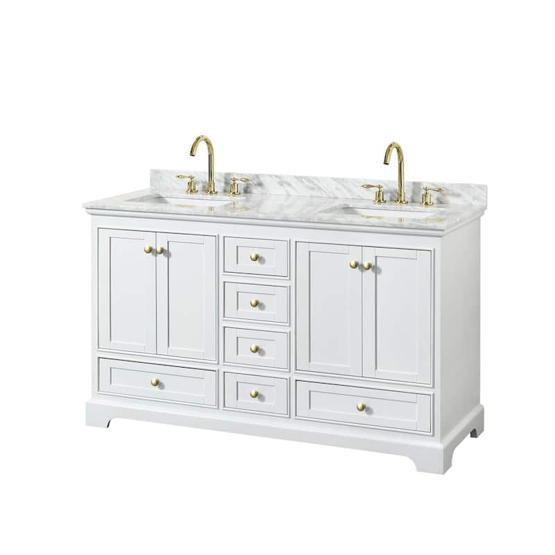 Wyndham Collection Deborah 60" Free Standing Double Vanity Set with