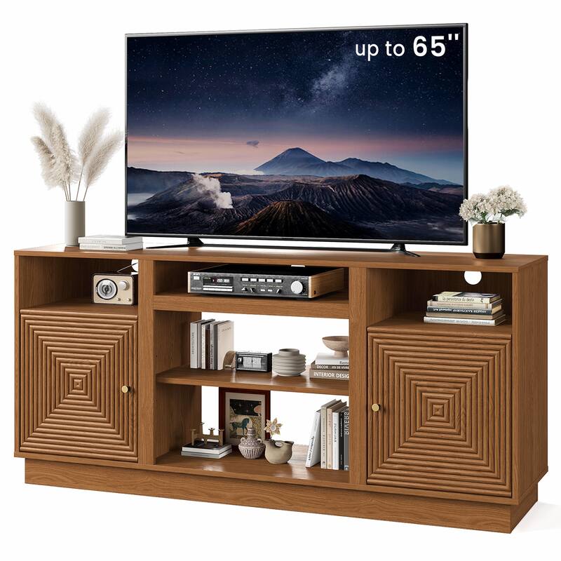 59'' TV Stand for TVs Up to 65'' with Storage and Adjustable Shelves - n/a