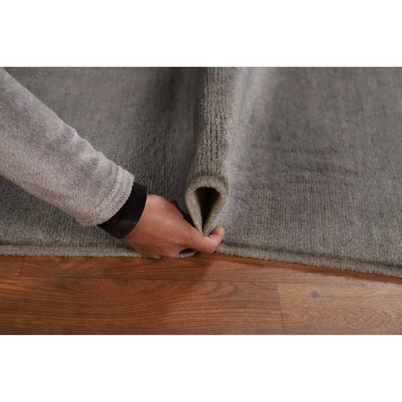 Modern Gray Gabbeh Oriental Area Rug Hand-Knotted Wool Carpet - 6'8" x 9'6"