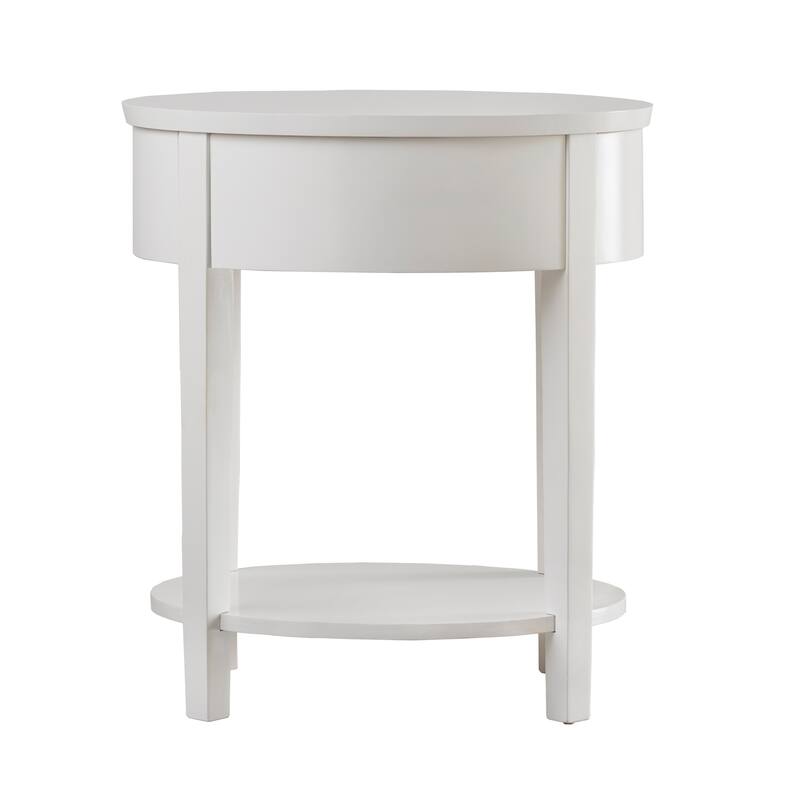 Fillmore 1-Drawer Oval Wood Shelf Accent End Table by iNSPIRE Q Modern