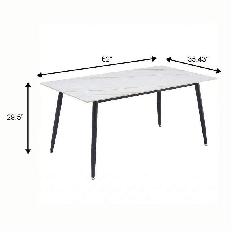 Zayle Series Modern Rectangular Dining Table 55"-71" with Glass or Sintered Stone Top and Powder-Coated Steel Base