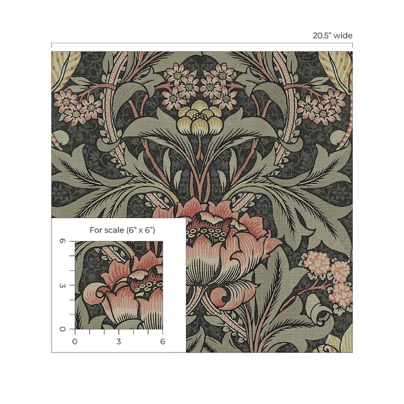 NextWall Acanthus Floral Peel and Stick Wallpaper