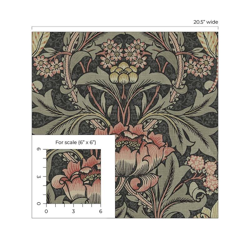 NextWall Acanthus Floral Peel and Stick Wallpaper
