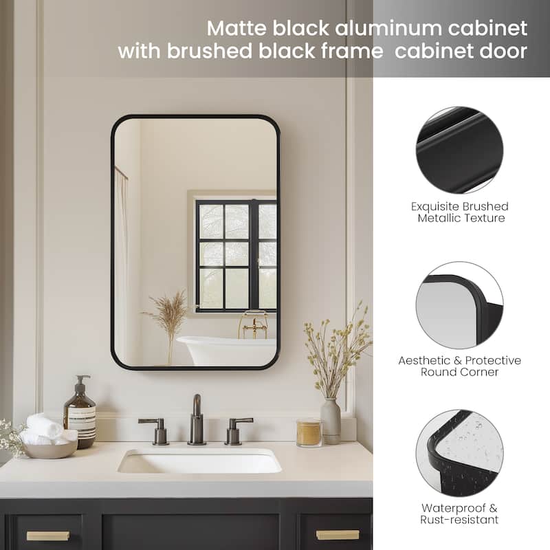 Talayuela Rectangular Aluminum Framed Medicine Cabinet with Mirror