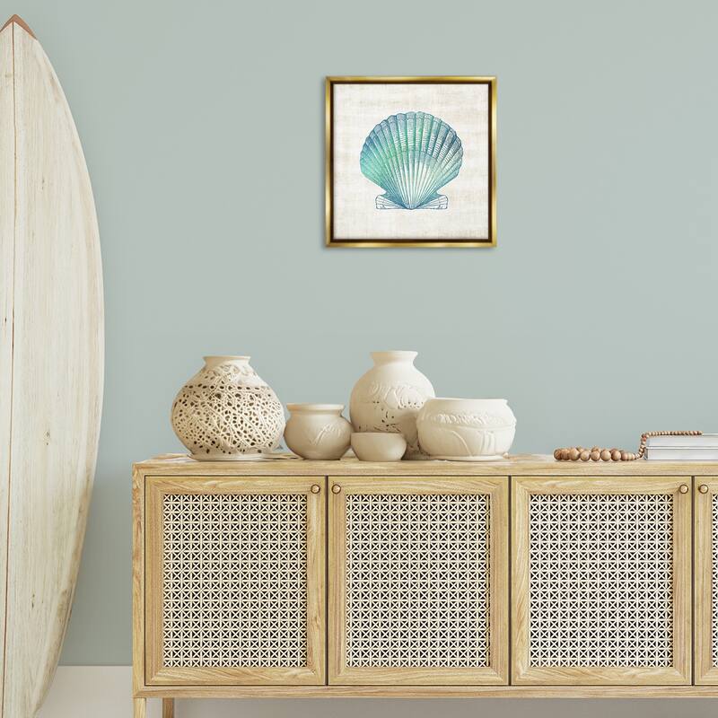 Stupell Gradient Clam Seashell Framed Floater Canvas Wall Art Design By Susan Arnot