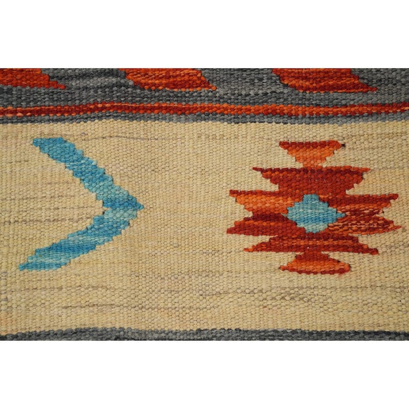 Hand Woven Oriental 100% Wool Carpet Southwestern Tribal Multi-Colored Kilim Area Rug - 8' 1'' X 4' 10''