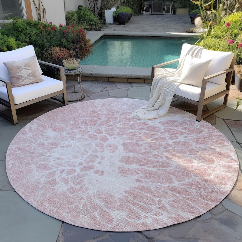 Machine Washable Indoor/ Outdoor Chantille Modern Vintage Floral Rug