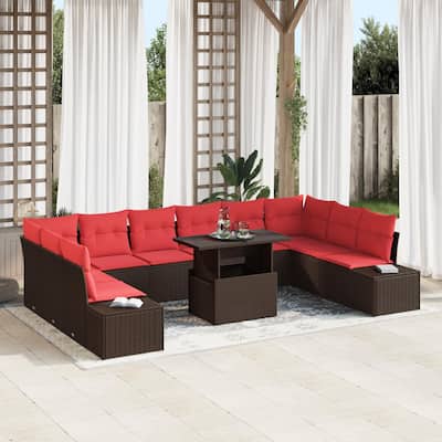 vidaXL 11 Piece Garden Sofa Set with Cushions - 135.4×82.3×27.2