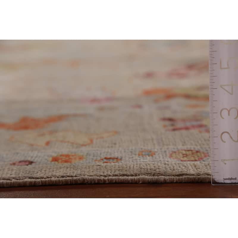 Hand Knotted Oriental 100% Wool Carpet Transitional All-Over Beige & Ivories Oushak Area Rug - 9' 10'' X 8' 5''