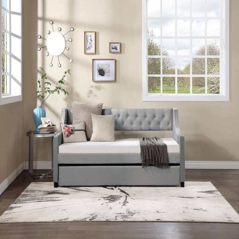 Twin Size Upholstered Daybed with Trundle