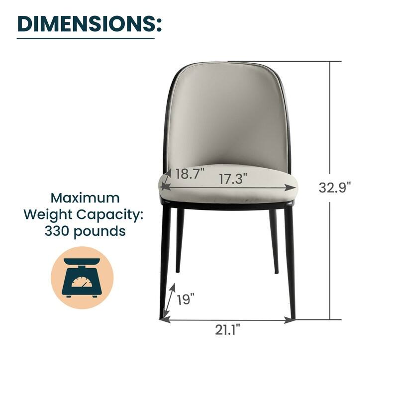 Dining Chair with Upholstered Seat and Back Side Chair with MDF Wood Frame in Black Steel