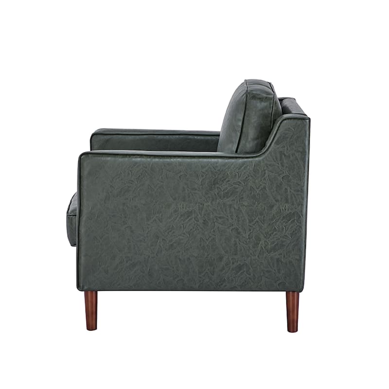 Sedona Modern Accent Chair, Faux Linen / Vegan Leather Armchair