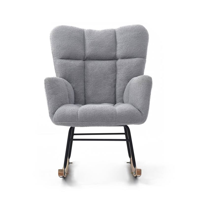 Polyester Rocking Chair with High Backrest and Padded Seat