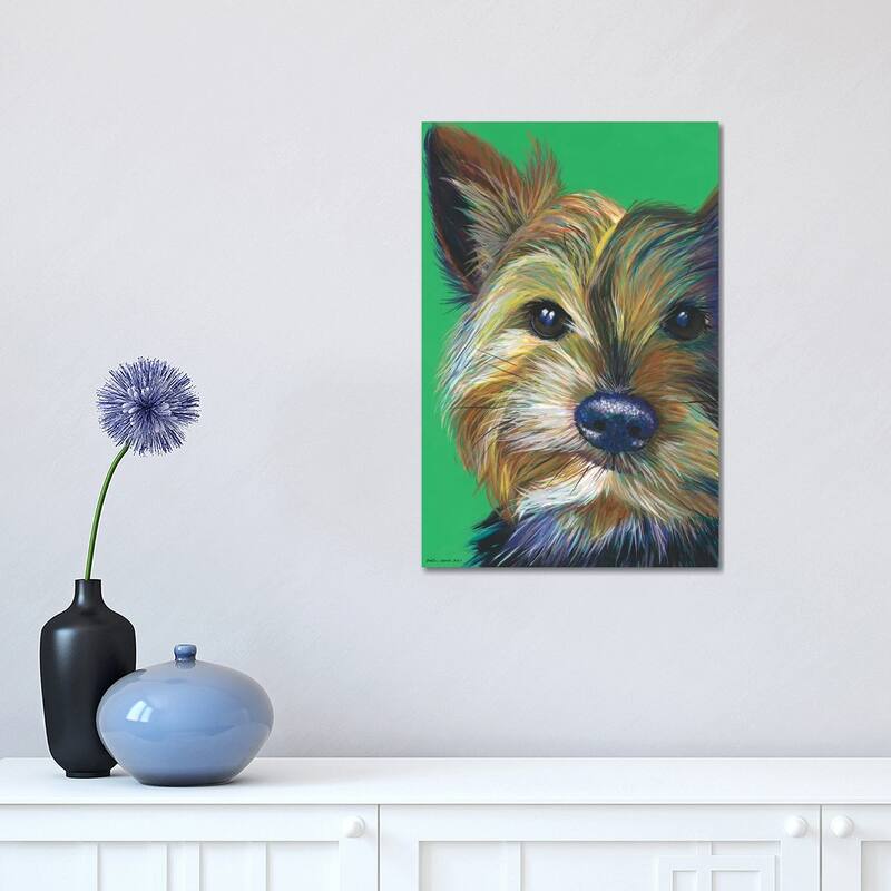 iCanvas "Yorkshire Terrier On Emerald" by Kirstin Wood Canvas Print - 18x12x1.5