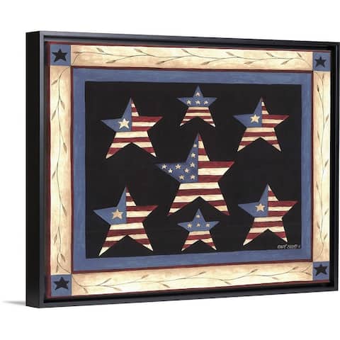 "Patriotic Stars" Black Float Frame Canvas Art