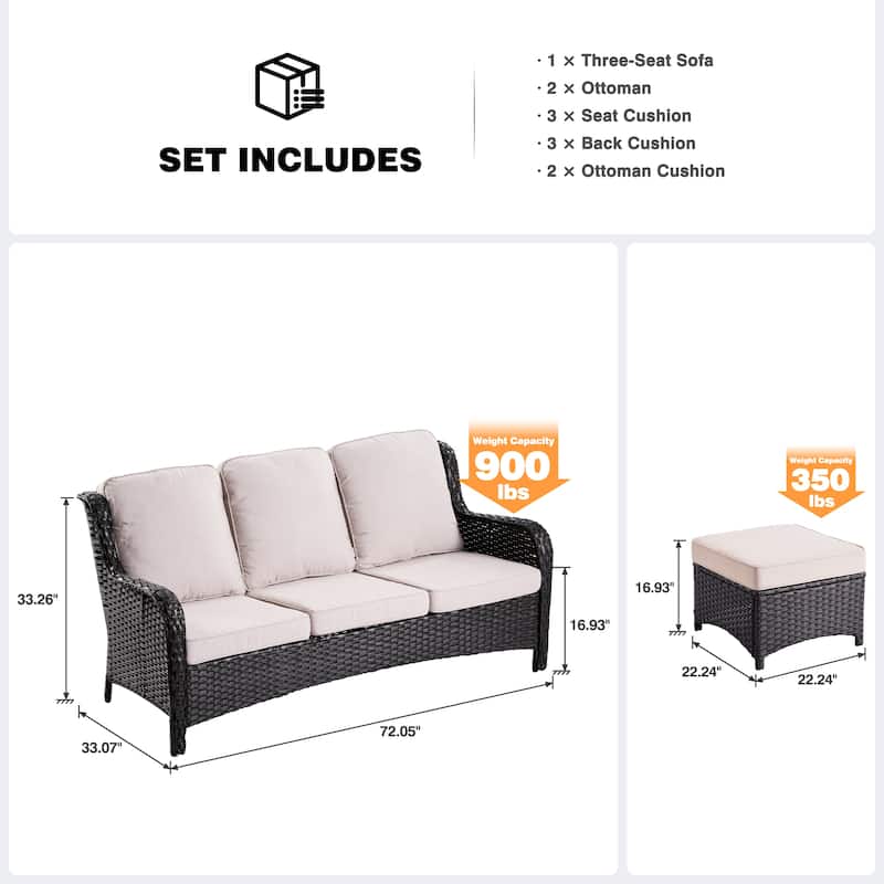 OVIOS 7-piece Patio Conversation Furniture Set