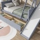 preview thumbnail 16 of 18, Twin over Full Bunk Bed with Slide, Rubber Wood Low Bunk Bed Frame Kids Bed with 2 Drawers & Shelves Storage for Boys Girls