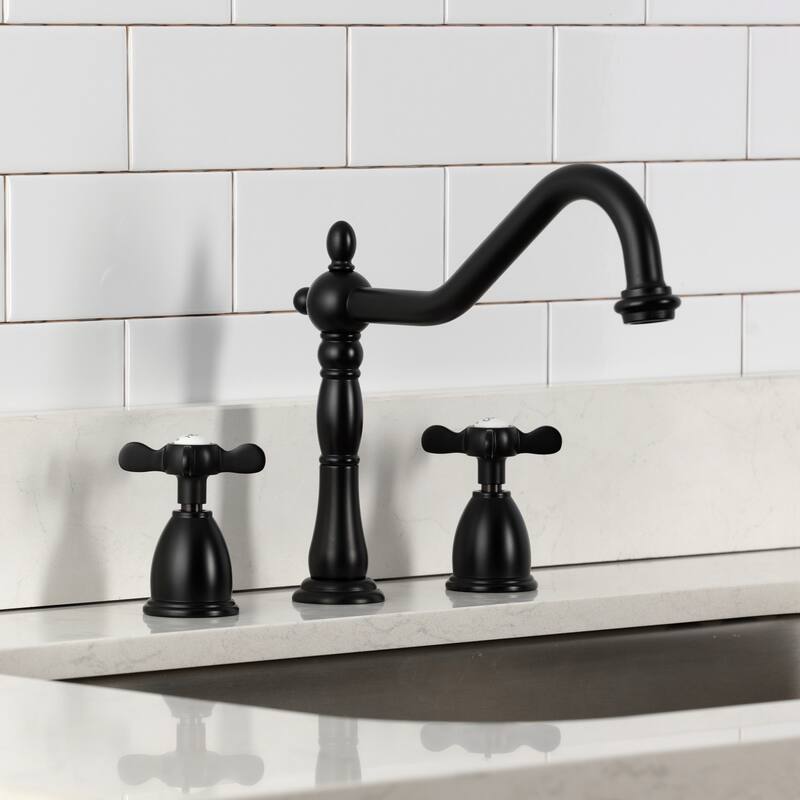 Kingston Brass Essex Double-Handle Wall-Mount Pre-Rinse Bridge Kitchen Faucet