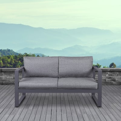 Baltic Outdoor Love Seat in Gray by Real Flame