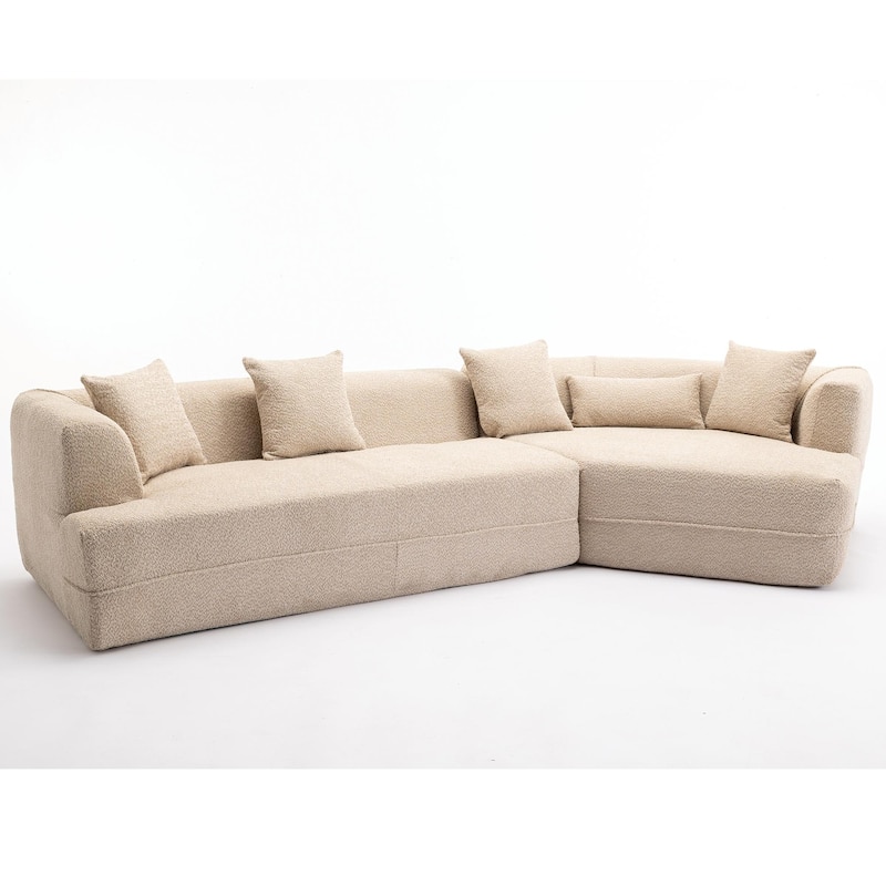 Modular 2-Piece Sleeper Sofa with Crocheted Yarn Fabric, Easy to Move