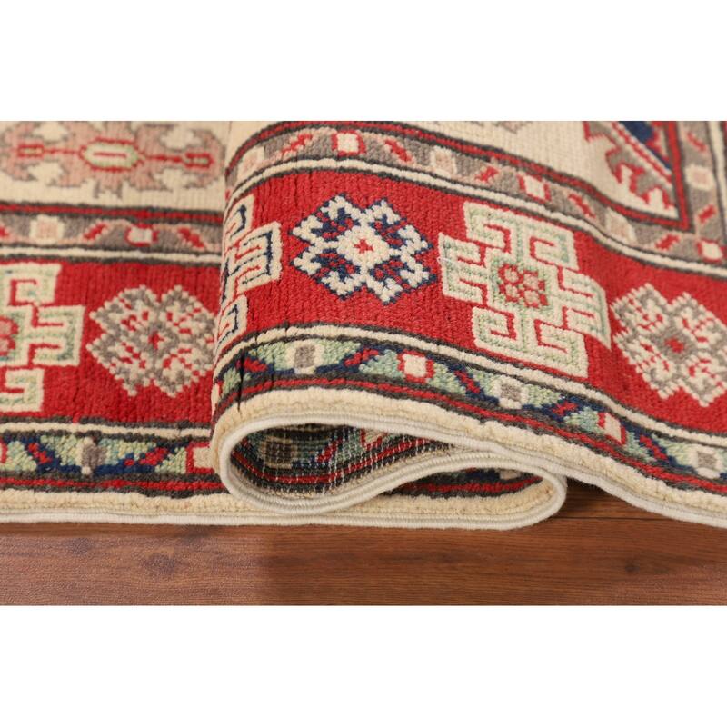 Kazak Accent Rug Handmade Oriental Foyer Wool Carpet - 2'10" x 4'2"