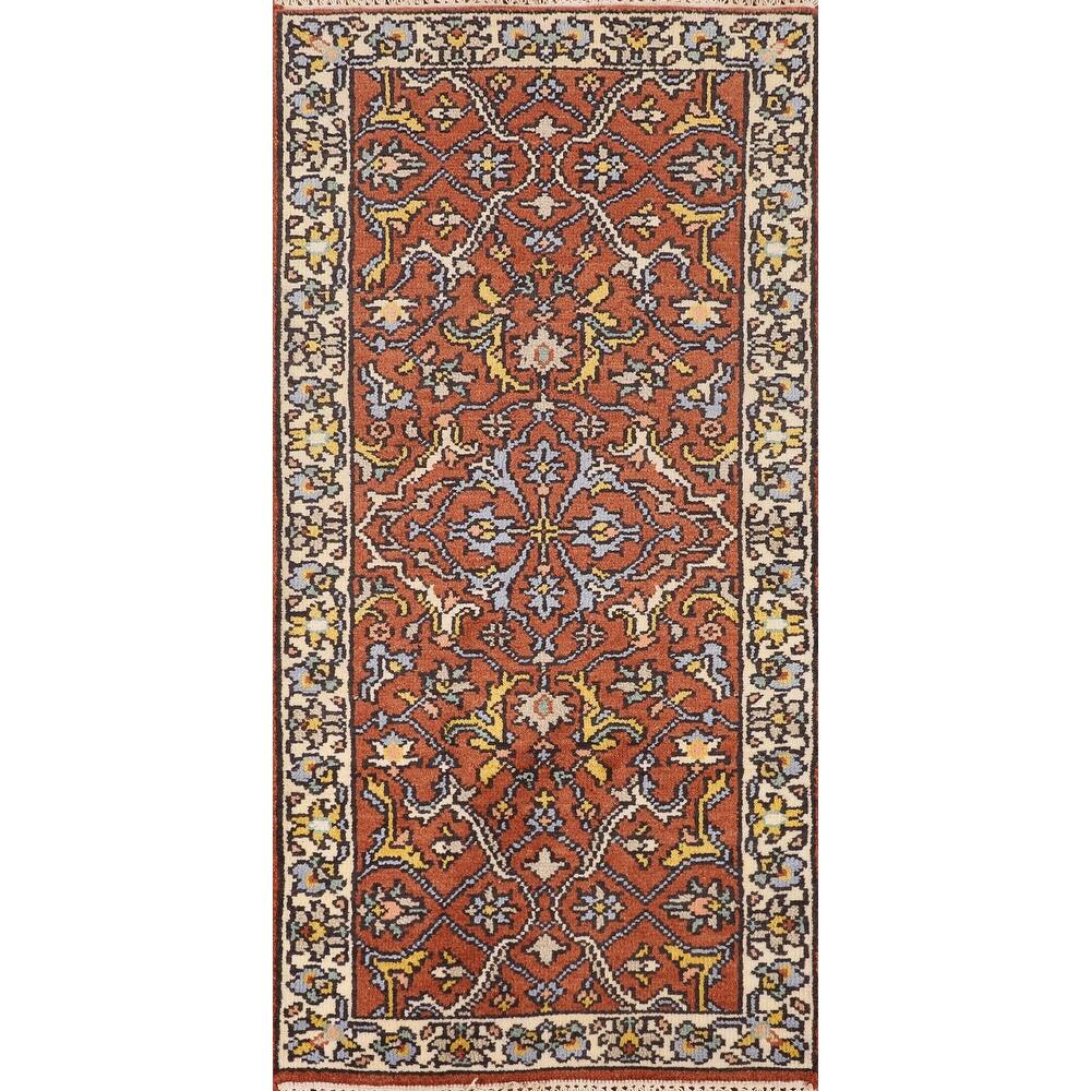 Orange Kazak Oriental Foyer Rug Hand-Knotted Wool Carpet - 2'7"x 5'10"