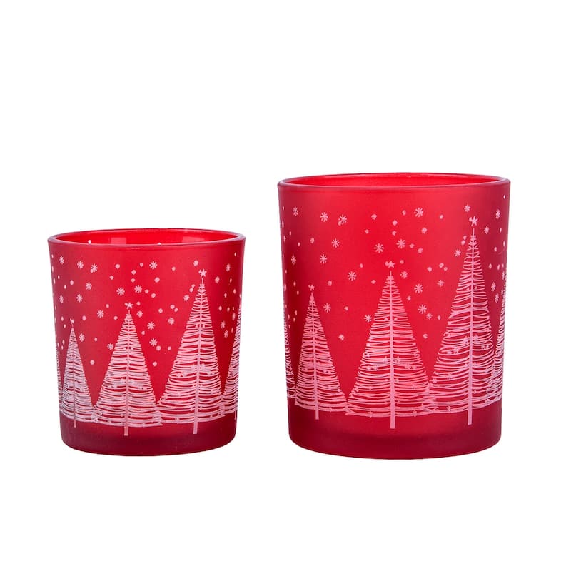 STP Goods Winter Forest Small Candle Holder in Red - 2.8 х 3.15"